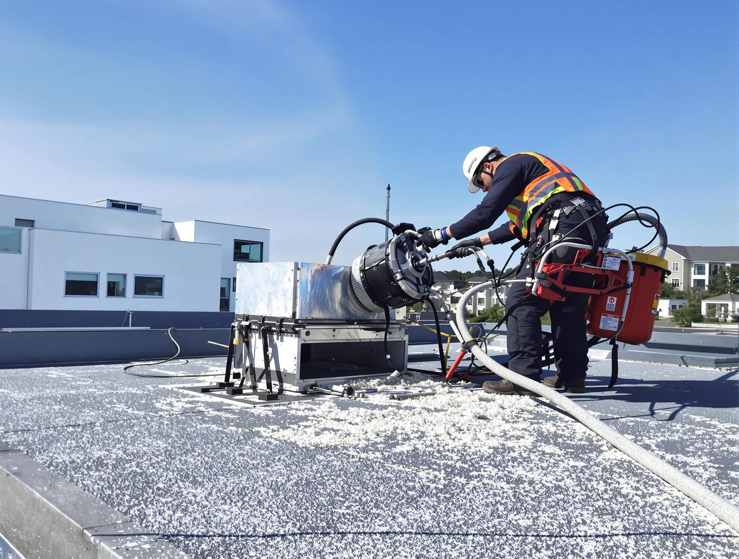 Cleaning Dryer Vent On Roof in Bosque Farms